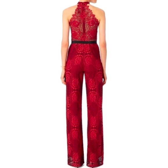 NWOT Alexis Maylina Lace Sleeveless Halter Jumpsuit Crimson size large - Picture 2 of 7